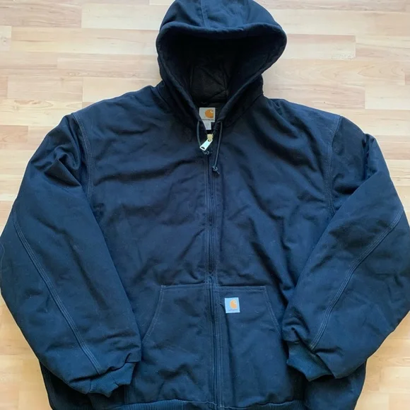 Carhartt Quilted Flannel Lined Duck Jacket J140-BLK - Picture 1 of 5